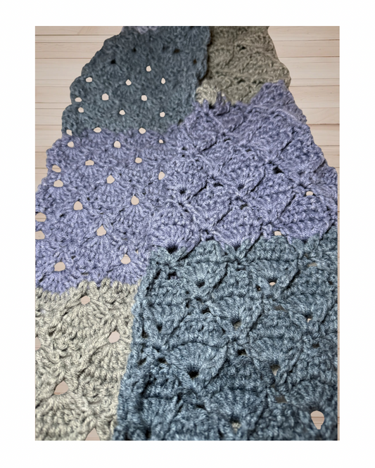 3D Diamond Shell Stitch Crochet Scarf | Textured Handmade Winter Scarf | 60” Cozy Statement Wrap