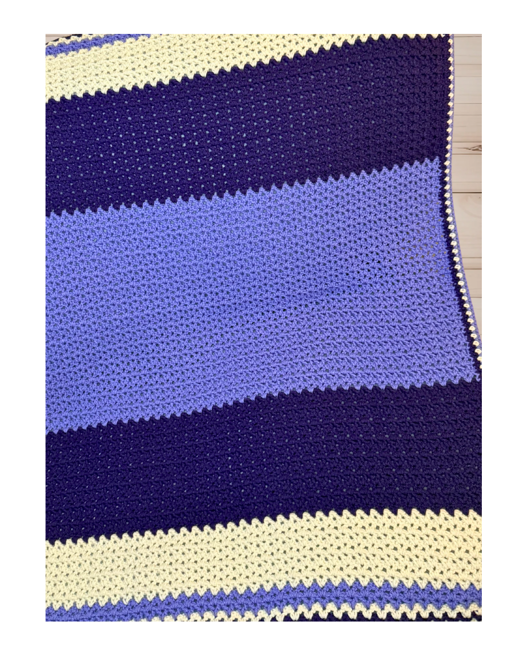 Handmade Shades of Purple & Cream Crochet Blanket — Lap Throw 36x48