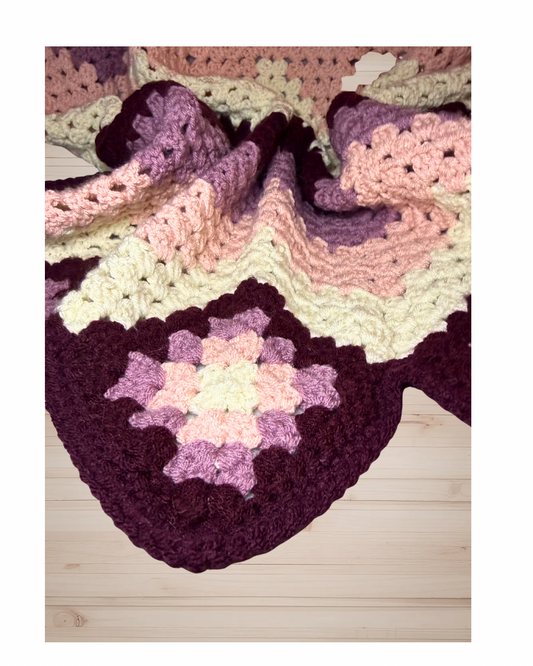 Maroon and Shades of Pink Granny Chevron Throw Blanket | Handmade Crochet Lap Blanket | Cozy Farmhouse Decor | Romantic Cottage Style