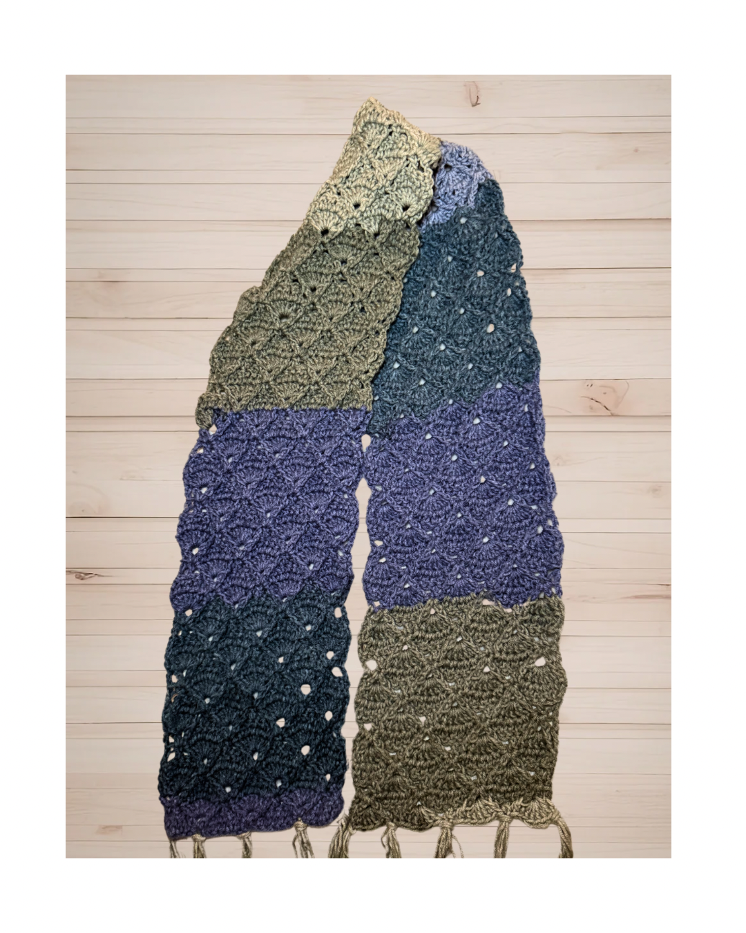 3D Diamond Shell Stitch Crochet Scarf | Textured Handmade Winter Scarf | 60” Cozy Statement Wrap